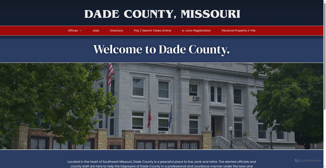 Security scan screenshot of https://www.dadecountymo.gov/