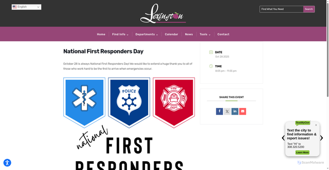 Security scan screenshot of https://cityoflex.com/events/first-responders-day/