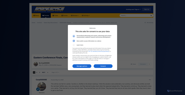 Security scan screenshot of https://www.sabrespace.com/community/topic/3825-eastern-conference-finals-carolina-hurricanes-2-vs-buffalo-sabres-4/