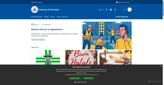 Security scan screenshot of https://www.comune.cormano.mi.it/it