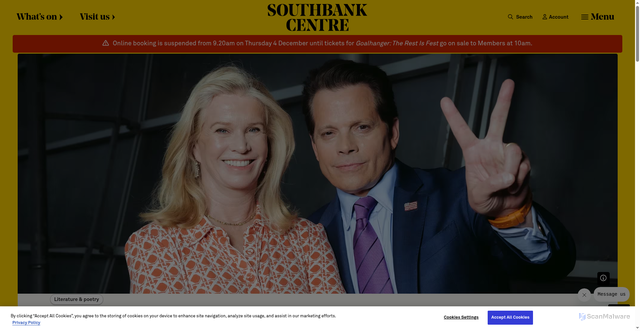 Security scan screenshot of https://www.southbankcentre.co.uk/whats-on/the-rest-is-politics-us-trump-on-a-knife-edge/