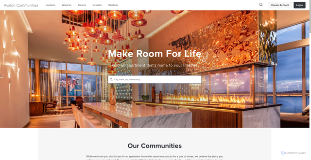 Security scan screenshot of https://avaloncommunities.com