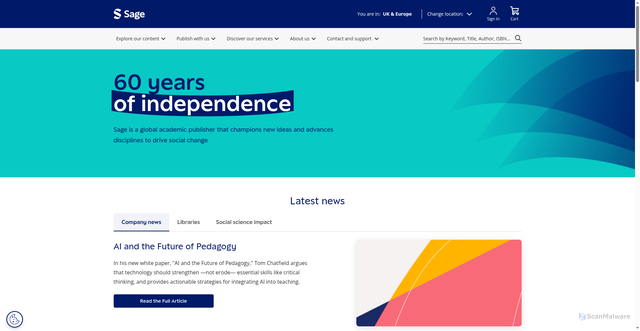 Security scan screenshot of https://sagepub.com