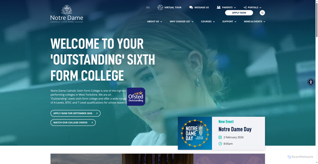 Security scan screenshot of https://www.notredamecoll.ac.uk/