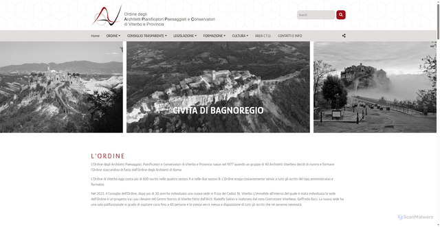 Security scan screenshot of https://www.architetti.viterbo.it/