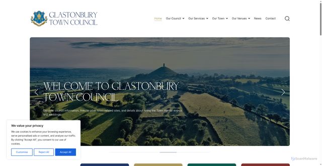 Security scan screenshot of https://glastonbury.gov.uk/