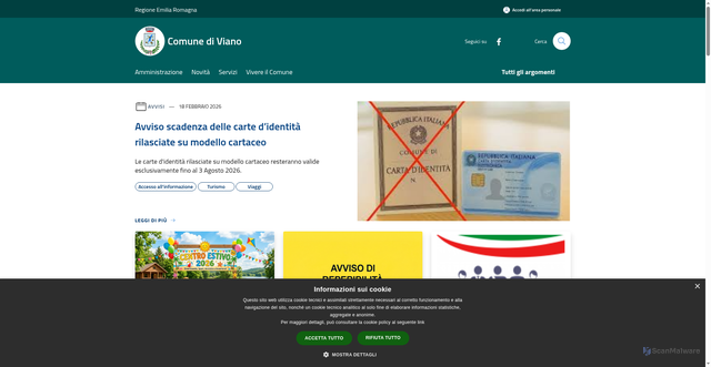 Security scan screenshot of https://www.comune.viano.re.it