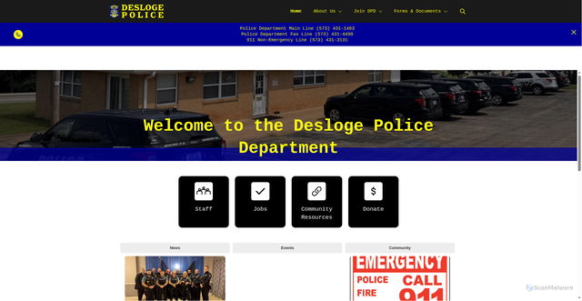Security scan screenshot of https://deslogepd.gov/