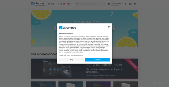 Security scan screenshot of https://ashampoo.com