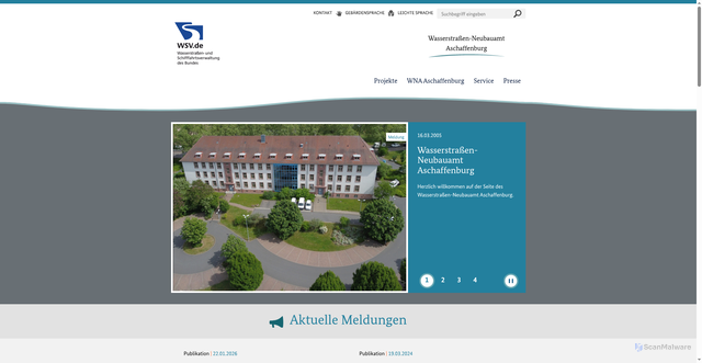 Security scan screenshot of https://www.wna-aschaffenburg.wsv.de/Webs/WNA/WNA-Aschaffenburg/DE/Startseite/startseite_node.html