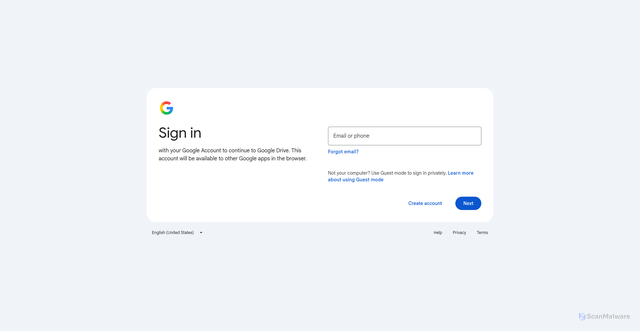 Security scan screenshot of https://sites.google.com/view/antibot172881