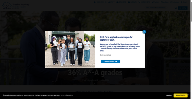 Security scan screenshot of https://www.theelmsacademy.org.uk/