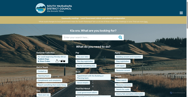 Security scan screenshot of http://www.swdc.govt.nz/