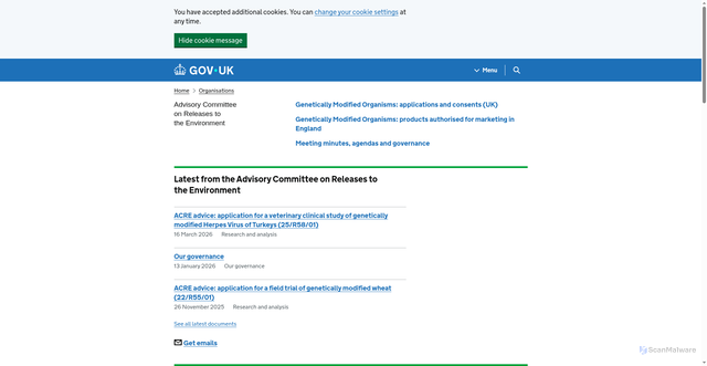 Security scan screenshot of http://www.defra.gov.uk/acre/