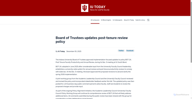 Security scan screenshot of https://today.iu.edu/live/news/48139-board-of-trustees-updates-post-tenure-review