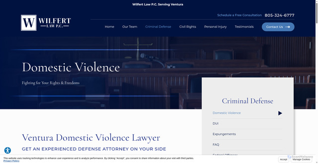 Security scan screenshot of https://www.wilfertlaw.com/criminal-defense/domestic-violence/