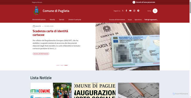 Security scan screenshot of https://www.comune.paglieta.ch.it