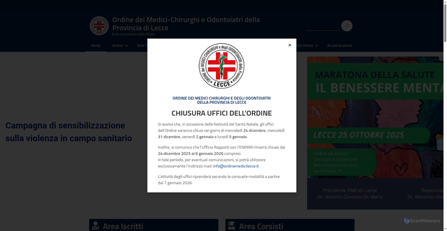 Security scan screenshot of https://lnx.ordinemedicilecce.it/