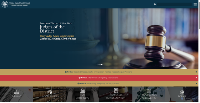 Security scan screenshot of https://www.nysd.uscourts.gov/