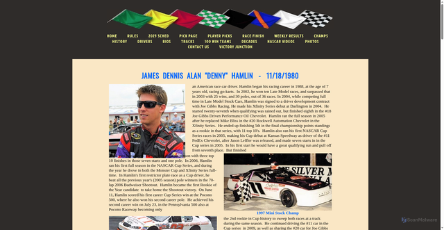 Security scan screenshot of https://fantasynascarracin.yolasite.com/Hamlin-Denny.php