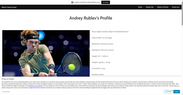 Security scan screenshot of https://mytenniscorner.wordpress.com/andrey-rublevs-profile/