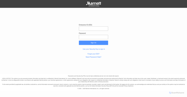 Security scan screenshot of https://mhub.marriott.com