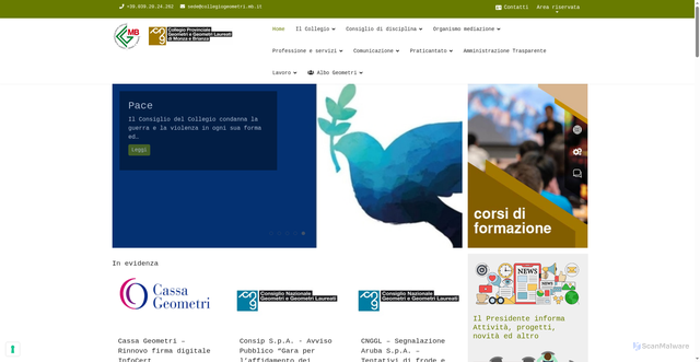 Security scan screenshot of https://www.collegiogeometri.mb.it/