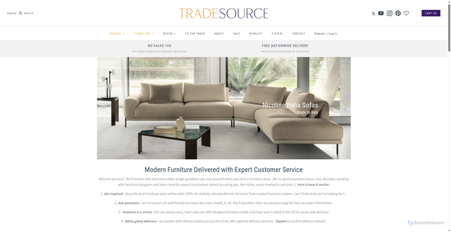 Security scan screenshot of https://tradesourcefurniture.com