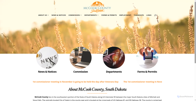 Security scan screenshot of https://mccookcountysd.gov/