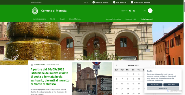 Security scan screenshot of https://www.comune.moretta.cn.it/