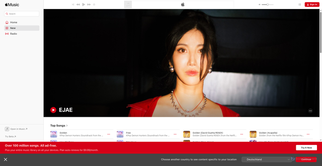 Security scan screenshot of https://music.apple.com/us/artist/ejae/1118367711