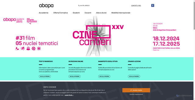 Security scan screenshot of https://www.accademiadipalermo.it/