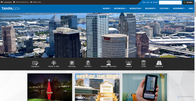 Security scan screenshot of https://www.tampa.gov/