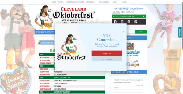 Security scan screenshot of https://www.clevelandoktoberfest.com/bitburger-sports-garten-schedule/