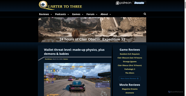 Security scan screenshot of https://quartertothree.com
