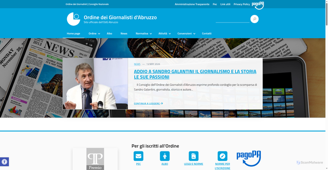 Security scan screenshot of https://www.odg.abruzzo.it
