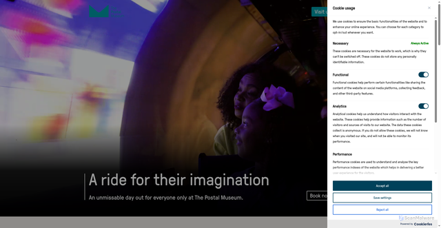 Security scan screenshot of https://www.postalmuseum.org/