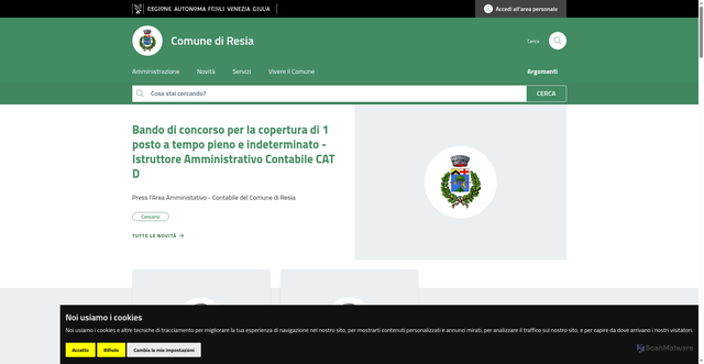 Security scan screenshot of https://www.comune.resia.ud.it/