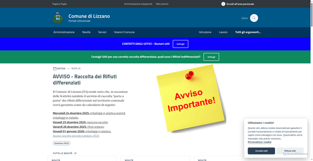 Security scan screenshot of https://www.comune.lizzano.ta.it/