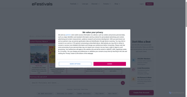Security scan screenshot of https://www.efestivals.co.uk