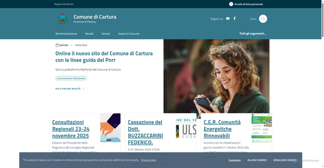 Security scan screenshot of https://www.comune.cartura.pd.it/home