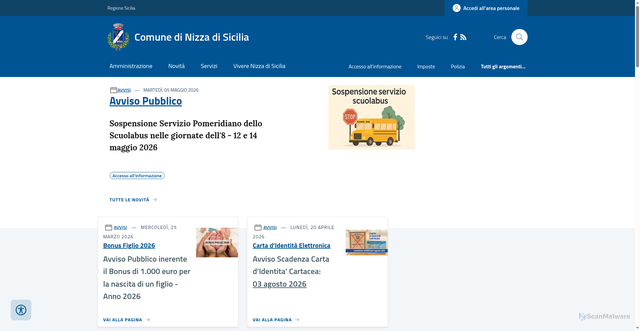Security scan screenshot of https://www.comune.nizzadisicilia.me.it