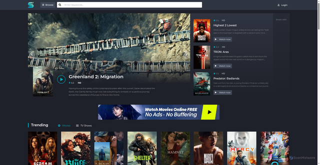 Security scan screenshot of https://sflix.ps/home