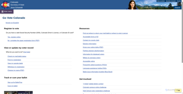 Security scan screenshot of https://www.coloradosos.gov/voter/pages/pub/home.xhtml