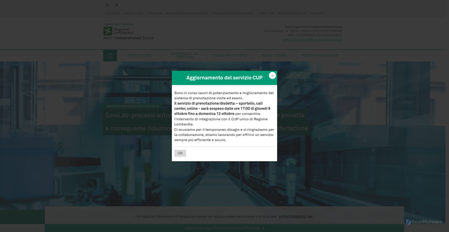 Security scan screenshot of https://www.asst-fbf-sacco.it/