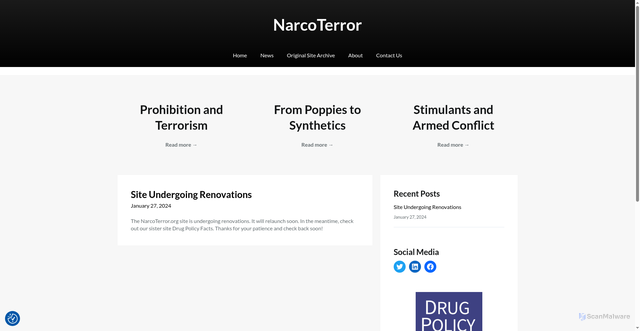 Security scan screenshot of https://narcoterror.org/