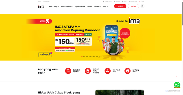 Security scan screenshot of https://im3.id