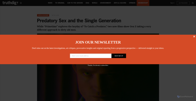 Security scan screenshot of https://www.truthdig.com/articles/predatory-sex-and-the-single-generation/