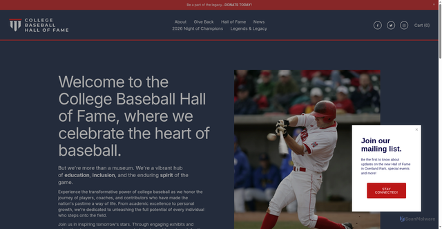 Security scan screenshot of https://www.cbhalloffame.org/