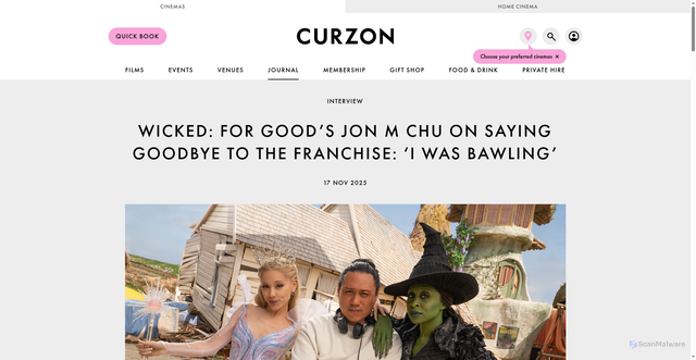 Security scan screenshot of https://www.curzon.com/journal/wicked-for-good-s-jon-m-chu-on-saying-goodbye-to-the-franchise-i-was-bawling/